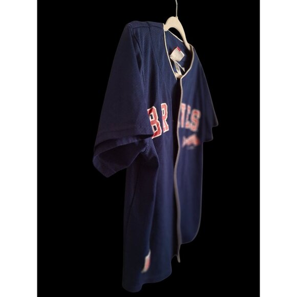 Vintage Atlanta Braves Navy Blue Button-Up Baseball Jersey Short Sleeve Size XL - Picture 4 of 11